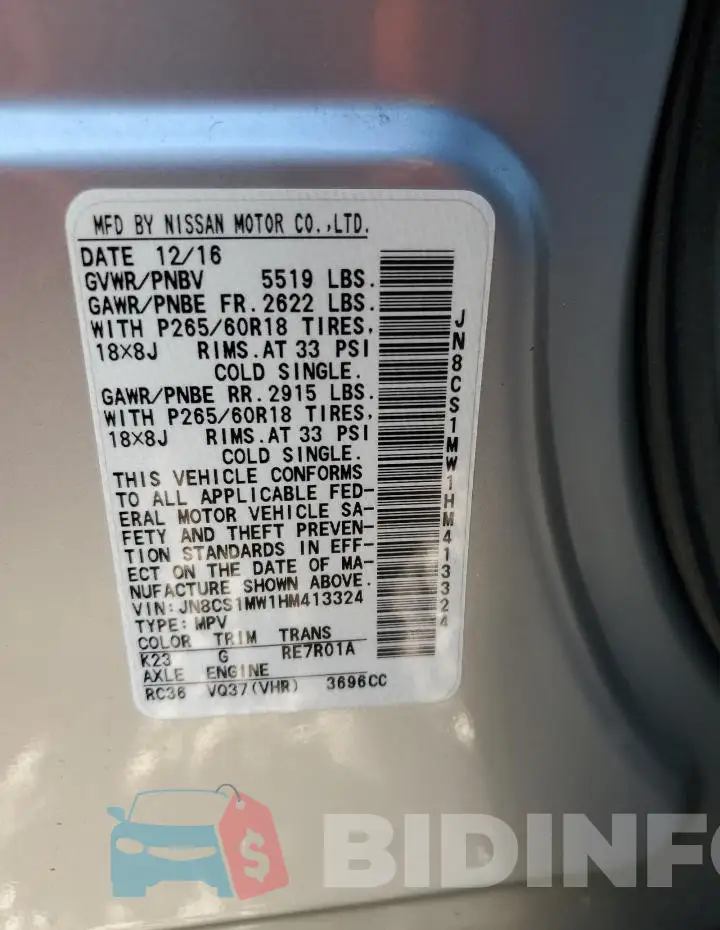 JN8CS1MW1HM413324 Photo# 13
