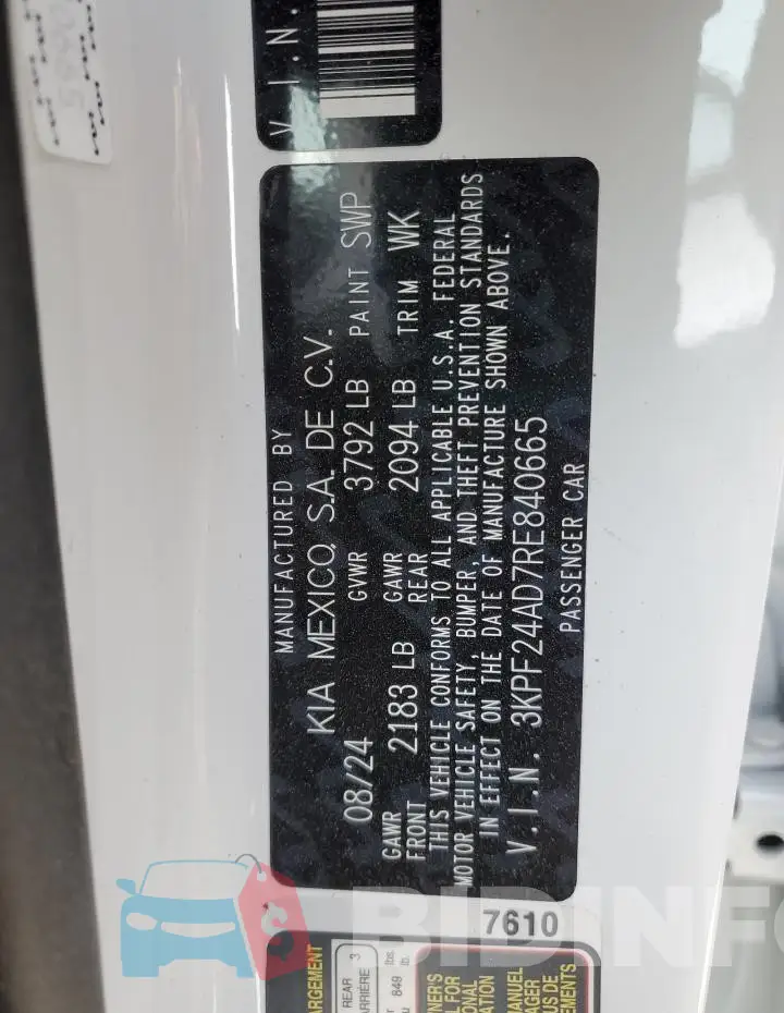 3KPF24AD7RE840665 Photo# 12