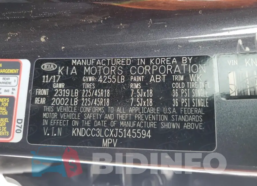 KNDCC3LCXJ5145594 Photo# 13
