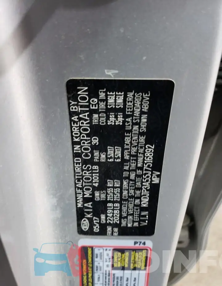 KNDJP3A55J7516892 Photo# 12