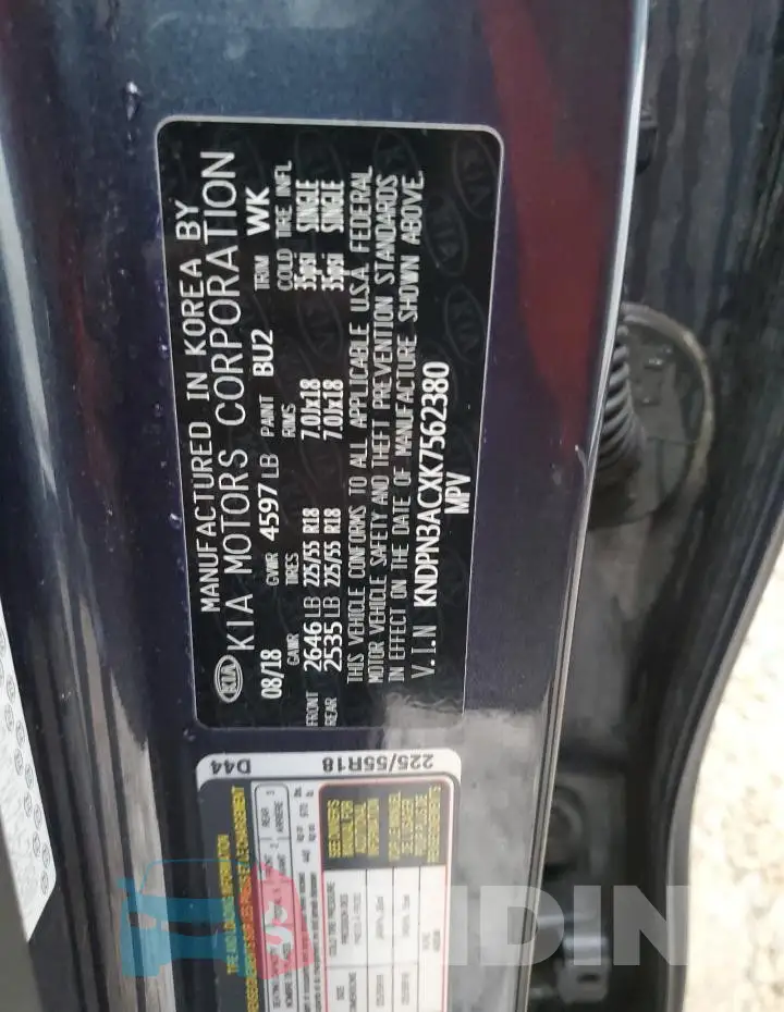 KNDPN3ACXK7562380 Photo# 13
