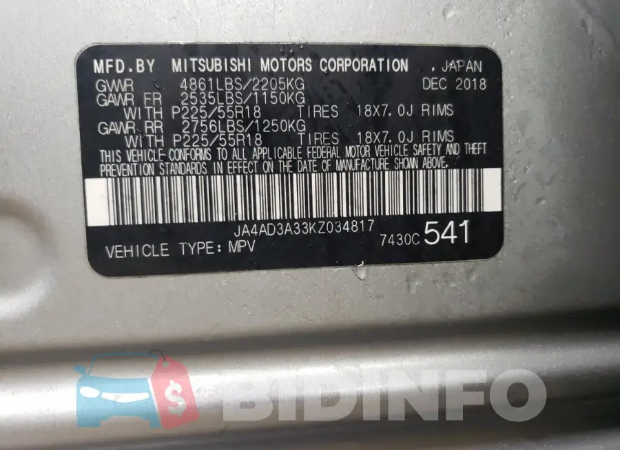JA4AD3A33KZ034817 Photo# 12