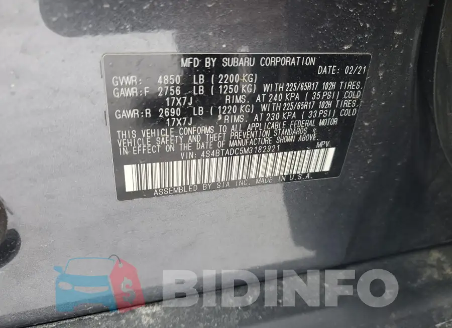 4S4BTADC5M3182921 Photo# 14