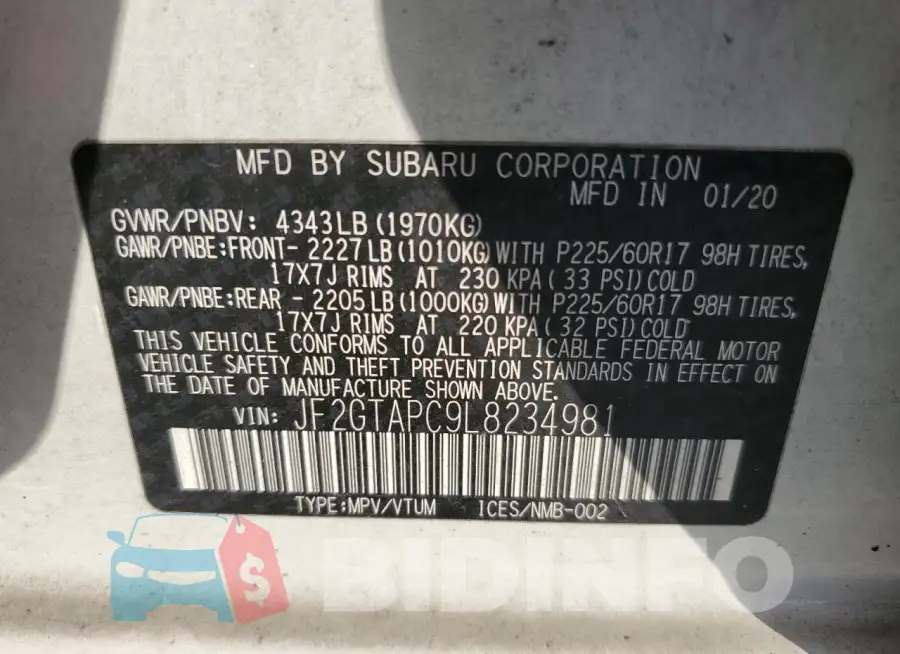 JF2GTAPC9L8234981 Photo# 13