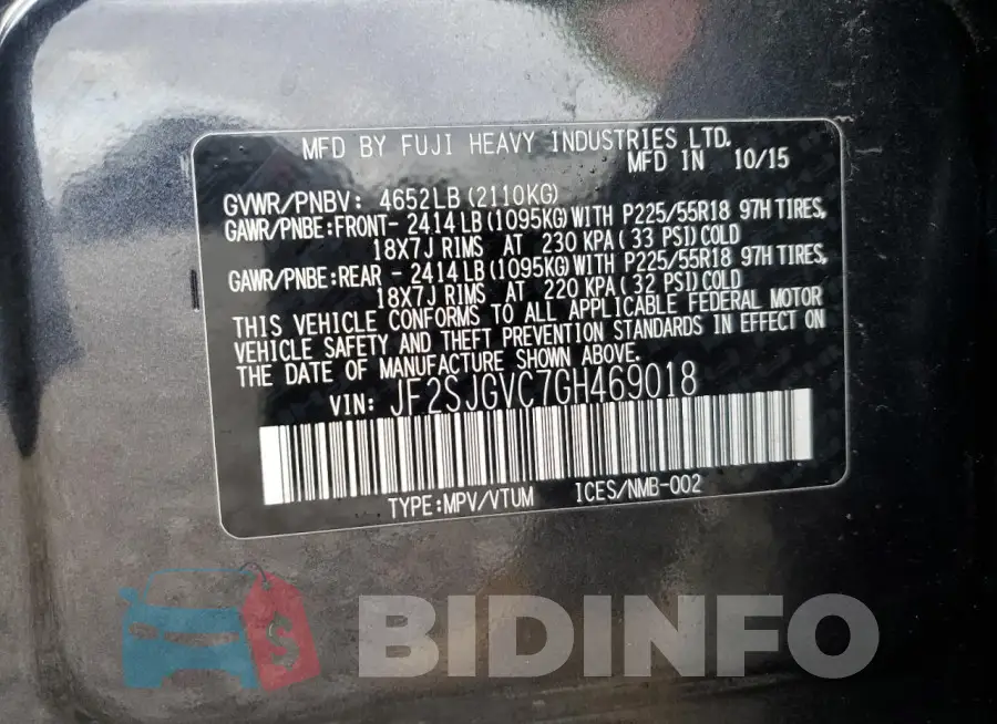 JF2SJGVC7GH469018 Photo# 12