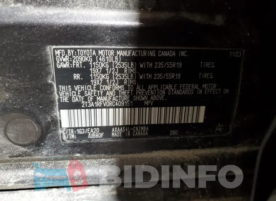 2T3A1RFV0RC409151 Photo# 13