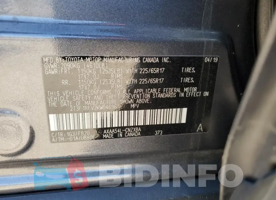 2T3F1RFV2KW046961 Photo# 14