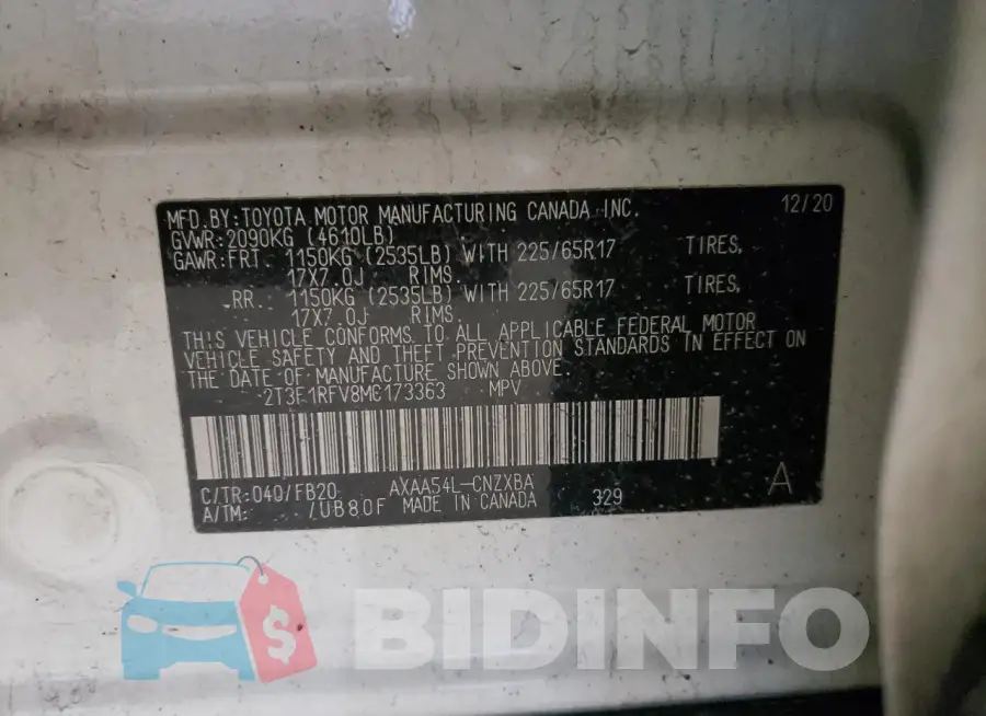 2T3F1RFV8MC173363 Photo# 14