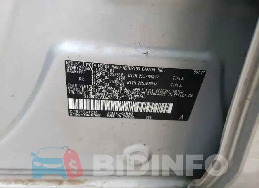 2T3RFREV6JW701542 Photo# 13