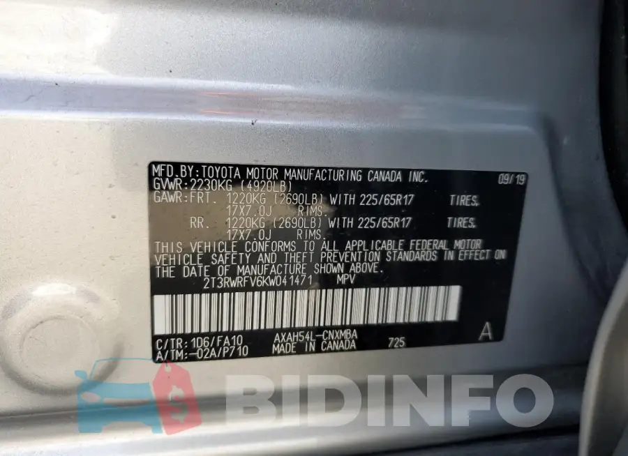 2T3RWRFV6KW041471 Photo# 12
