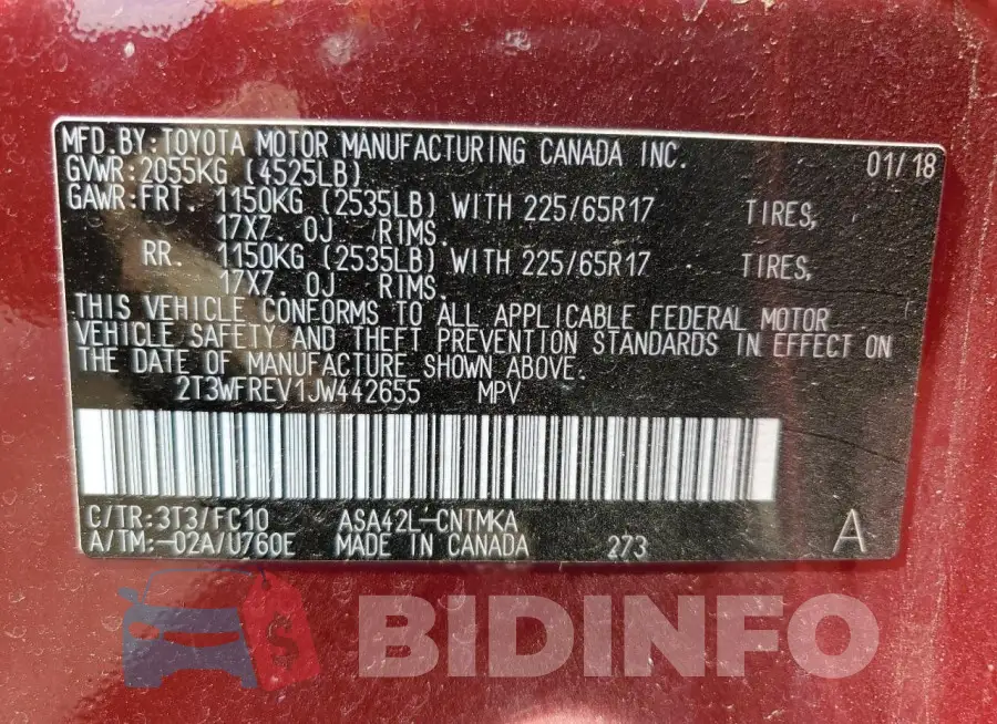 2T3WFREV1JW442655 Photo# 13