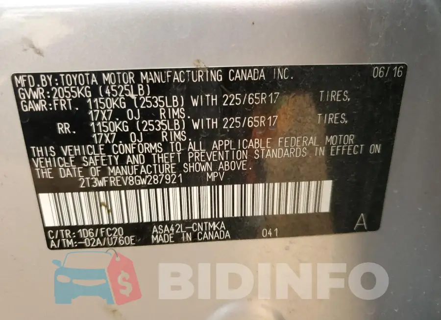 2T3WFREV8GW287921 Photo# 13