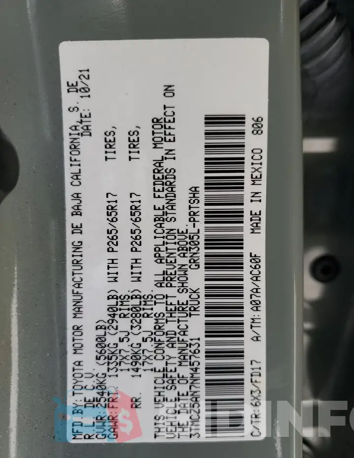 3TMCZ5AN7NM457631 Photo# 12