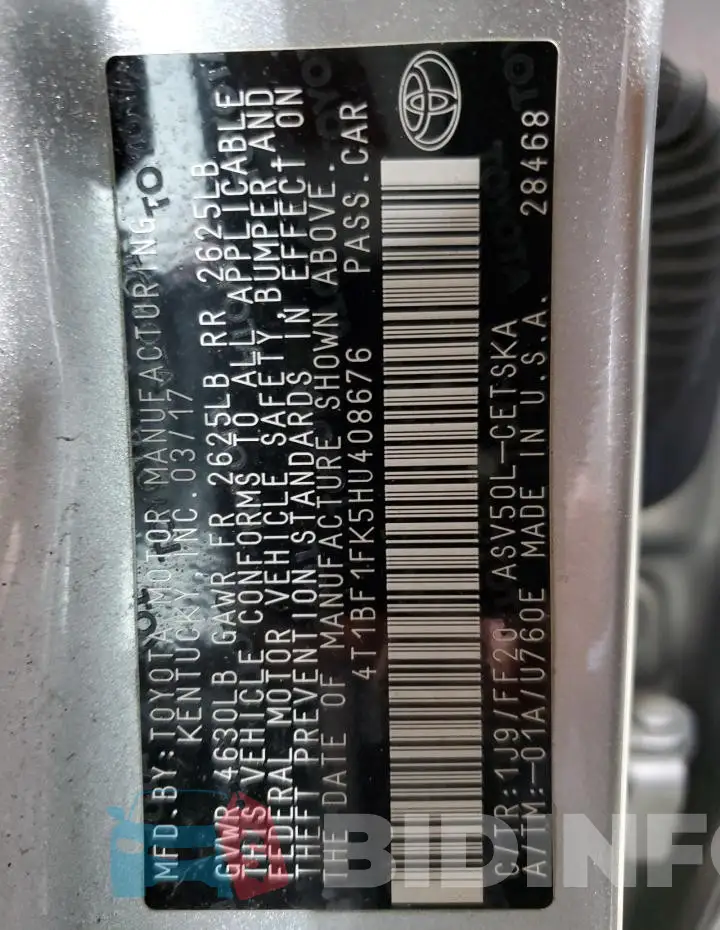 4T1BF1FK5HU408676 Photo# 13