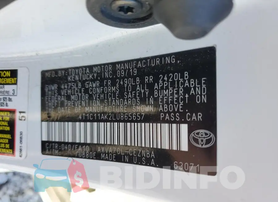 4T1C11AK2LU865657 Photo# 12