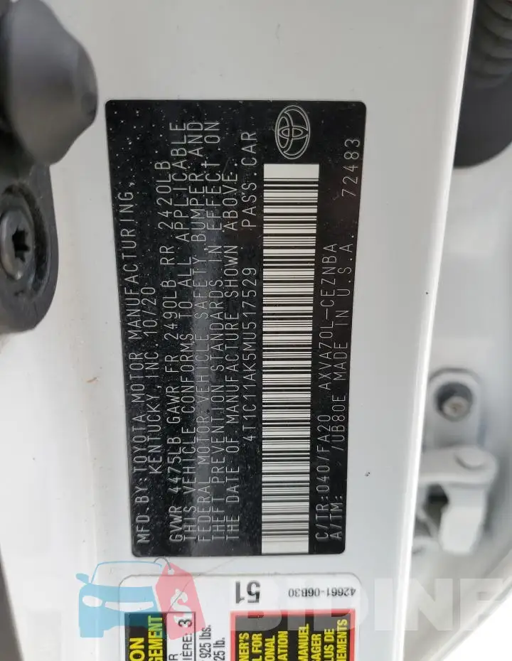 4T1C11AK5MU517529 Photo# 12