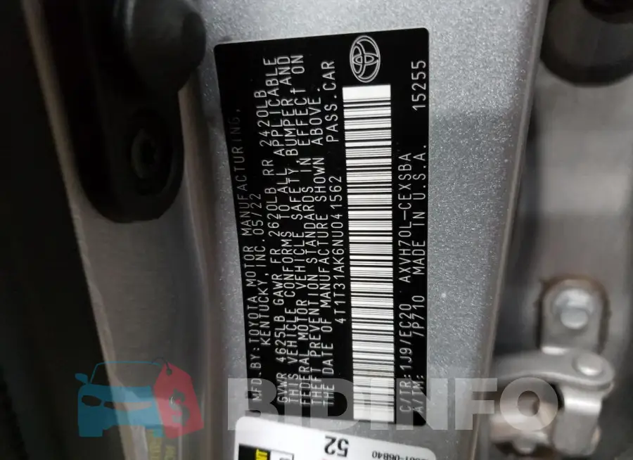 4T1T31AK6NU041562 Photo# 12