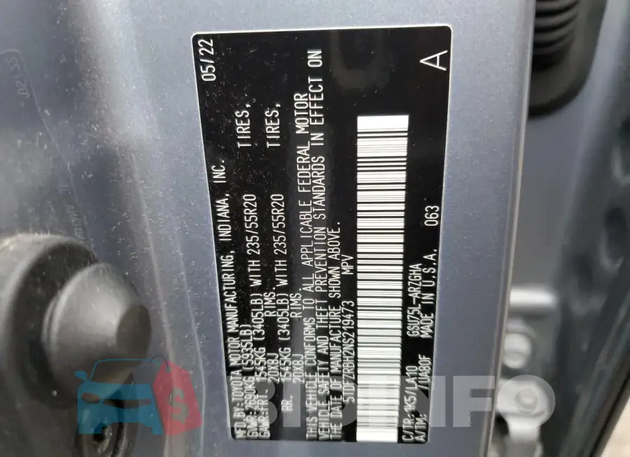 5TDFZRBH2NS219473 Photo# 13