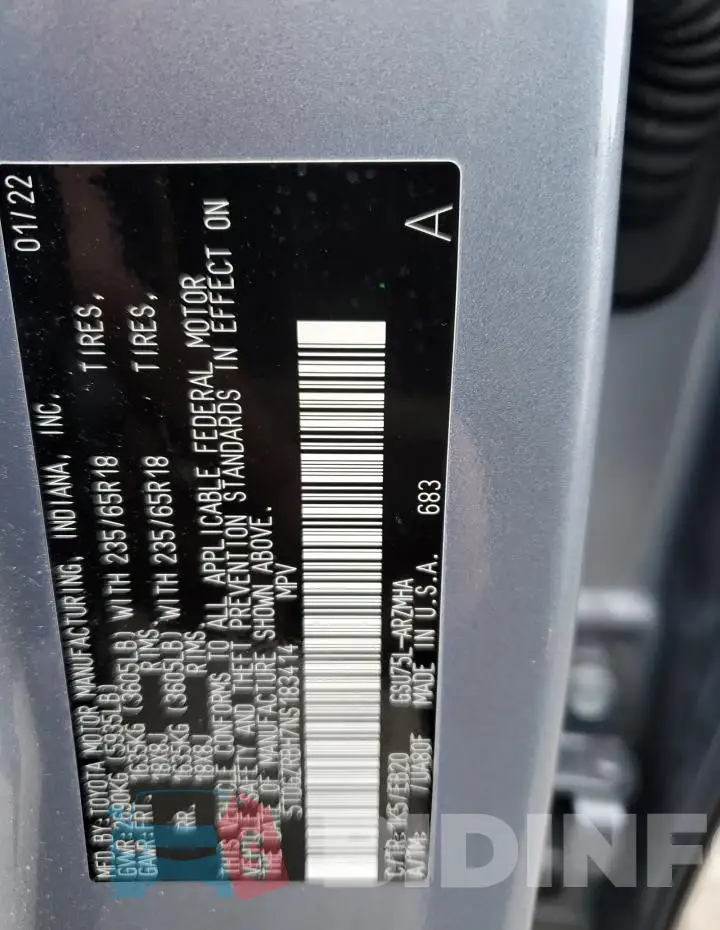5TDGZRBH7NS183414 Photo# 13