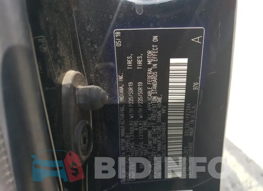 5TDXZ3DC1JS944849 Photo# 14