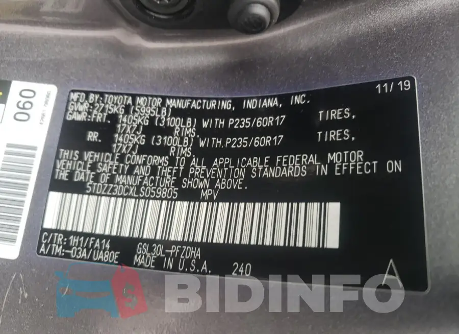 5TDZZ3DCXLS059805 Photo# 13