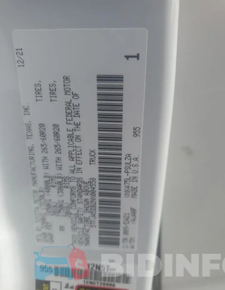 5TFJA5DB2NX004558 Photo# 12