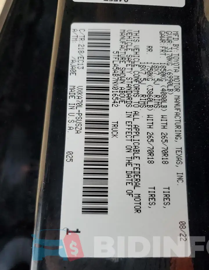 5TFLA5AB7NX016542 Photo# 13