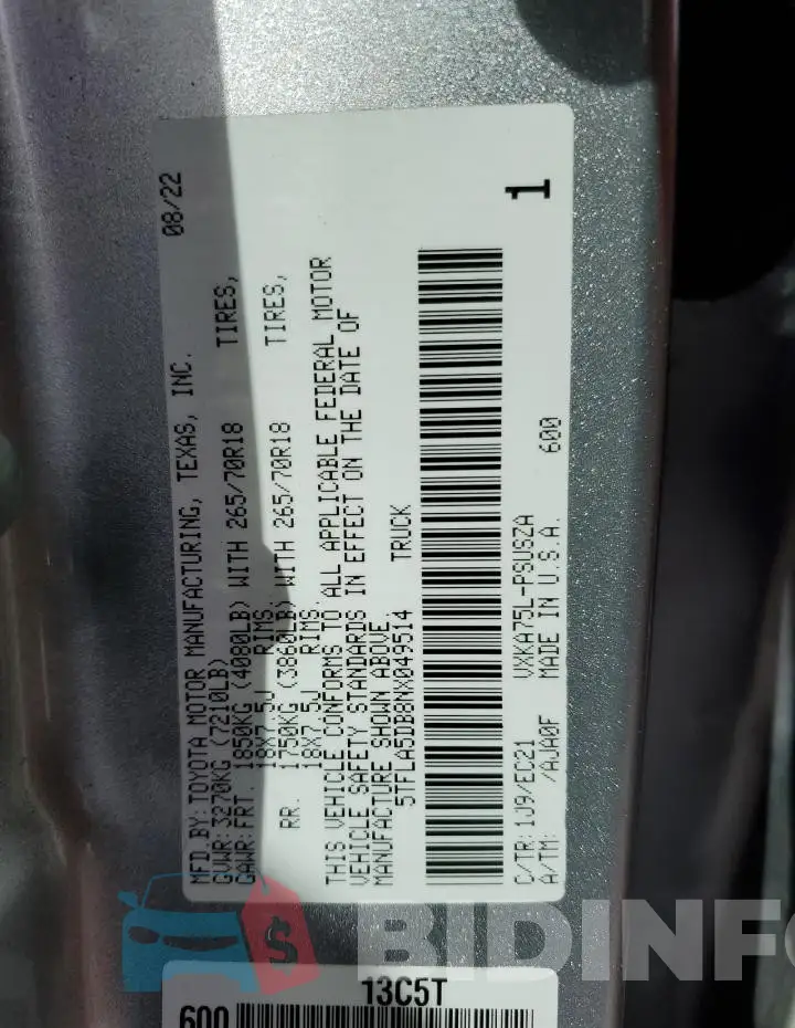 5TFLA5DB8NX049514 Photo# 12