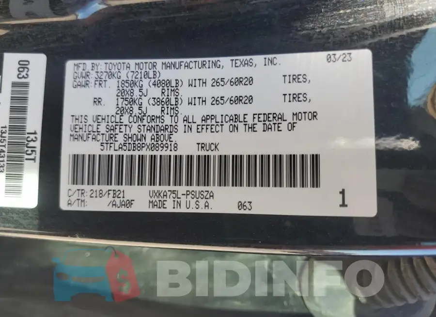 5TFLA5DB8PX089918 Photo# 12