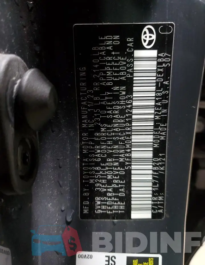 5YFB4MDEXRP112463 Photo# 12