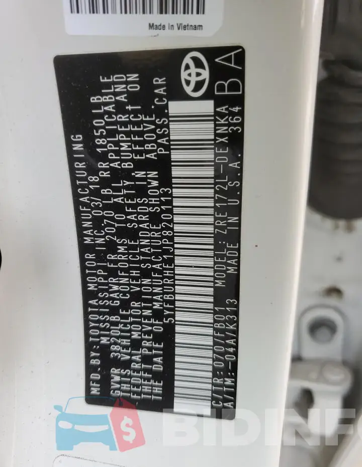 5YFBURHE1JP820113 Photo# 13