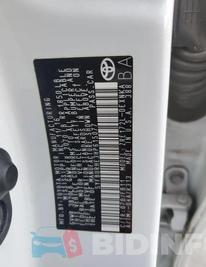5YFBURHE3HP615077 Photo# 13