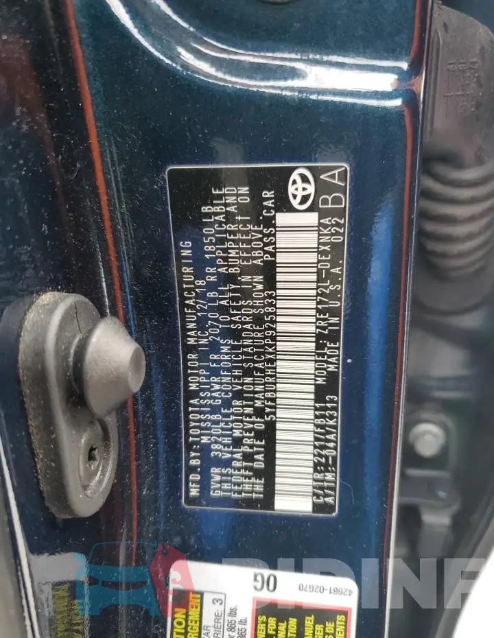5YFBURHEXKP925833 Photo# 12