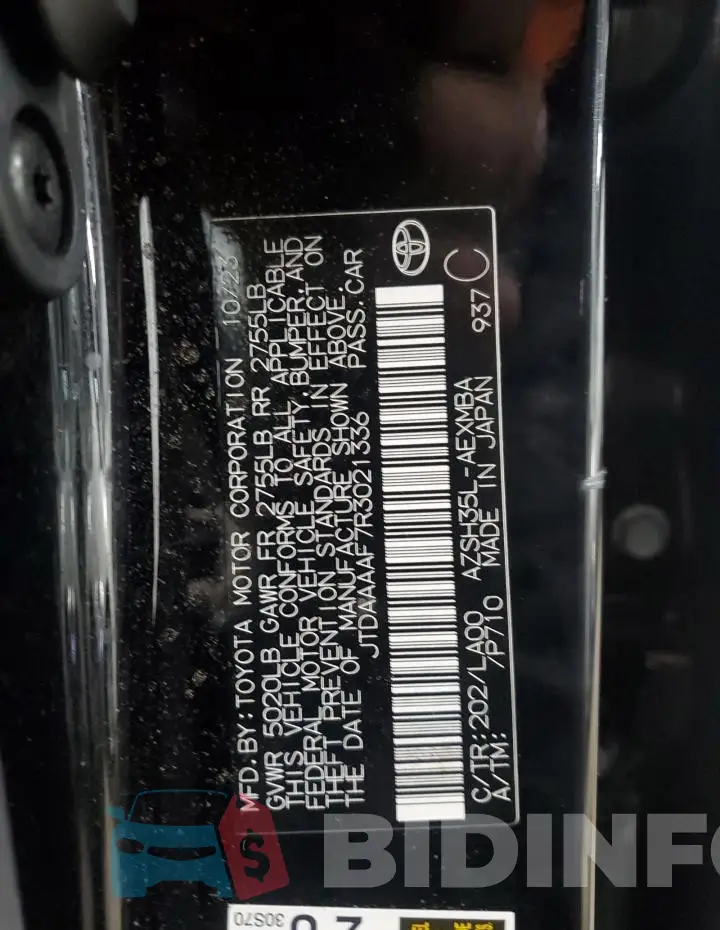 JTDAAAAF7R3021336 Photo# 14