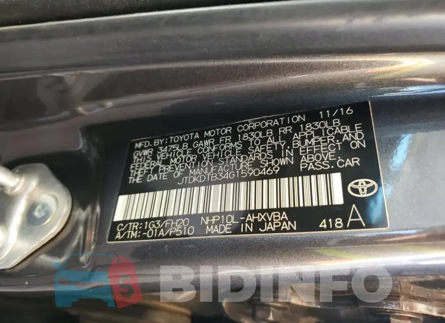 JTDKDTB34G1590469 Photo# 12
