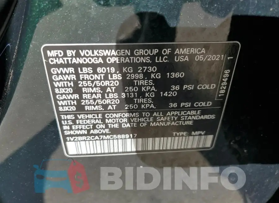 1V2BR2CA7MC588917 Photo# 13