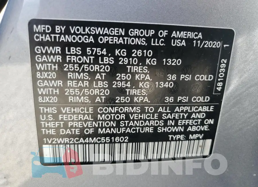 1V2WR2CA4MC551602 Photo# 14