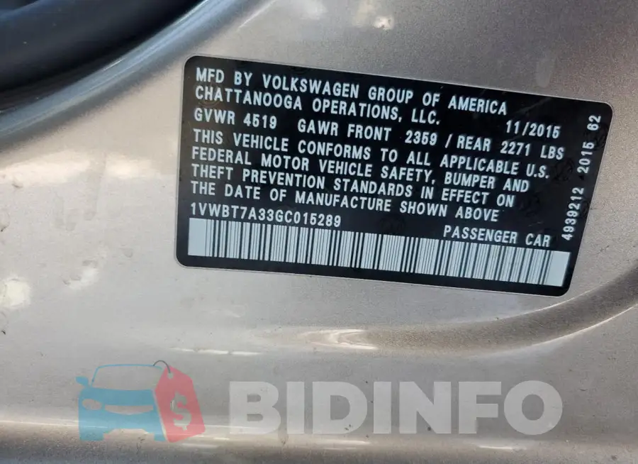 1VWBT7A33GC015289 Photo# 12