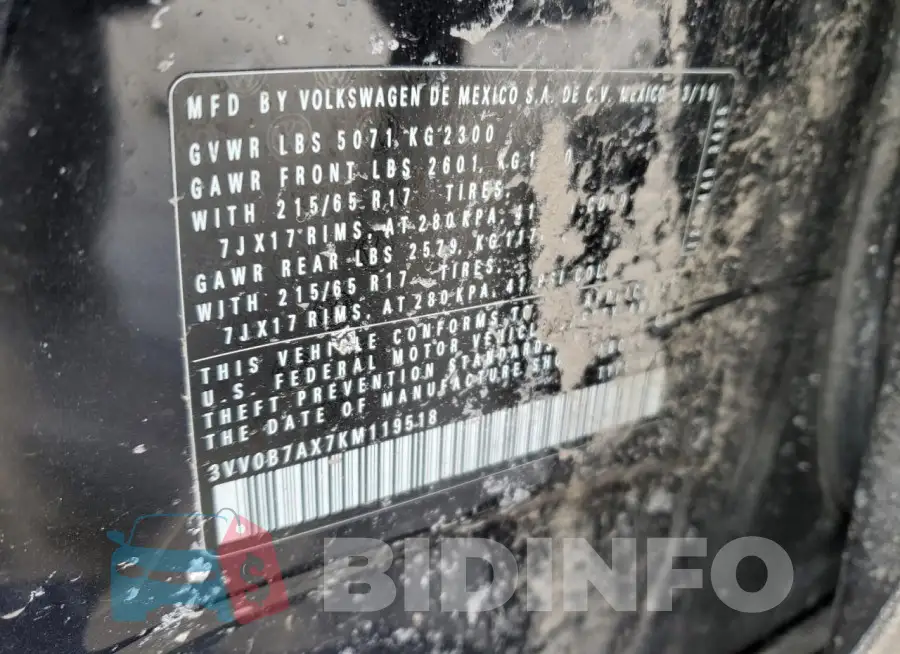 3VV0B7AX7KM119518 Photo# 12