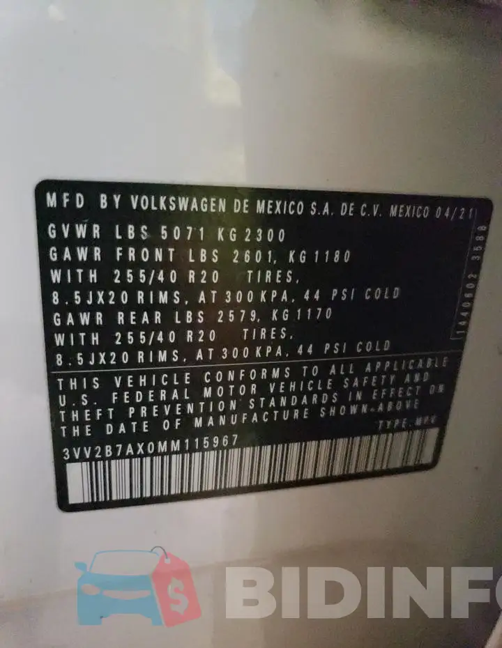 3VV2B7AX0MM115967 Photo# 13