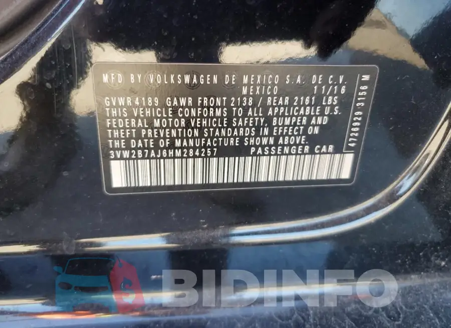 3VW2B7AJ6HM284257 Photo# 12