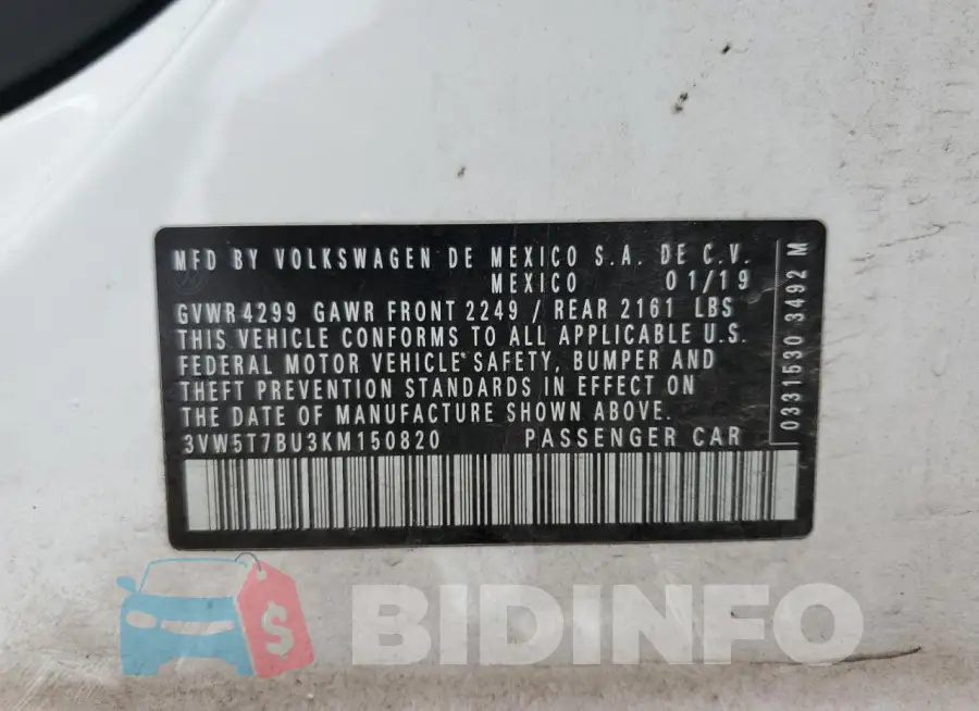 3VW5T7BU3KM150820 Photo# 13