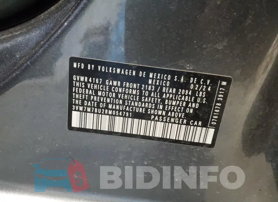 3VW7M7BU2RM054791 Photo# 13