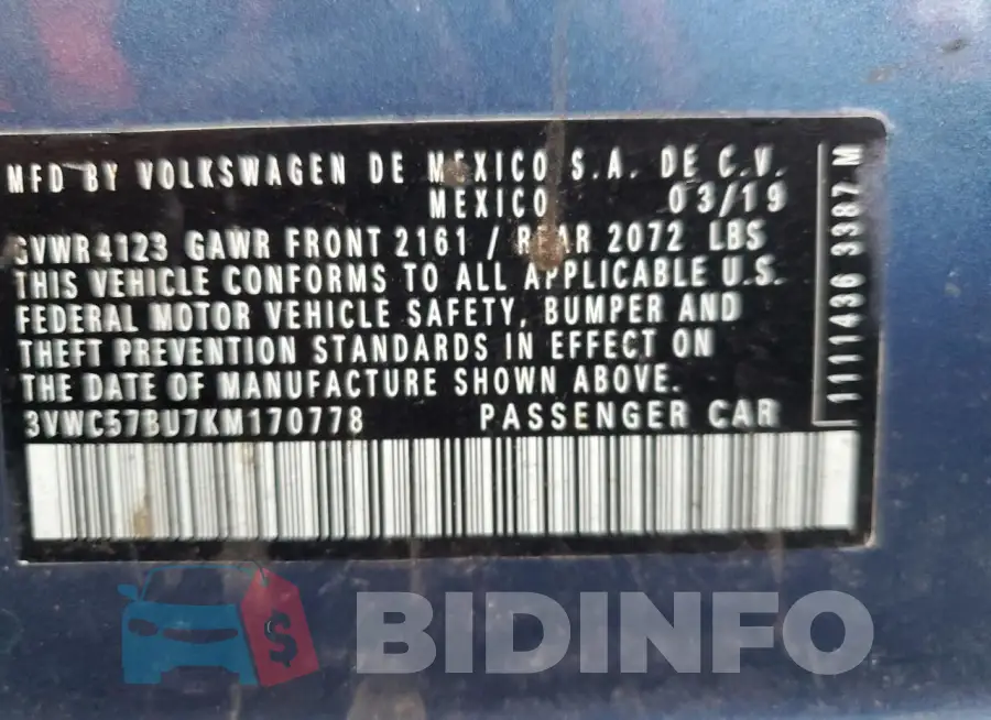 3VWC57BU7KM170778 Photo# 12