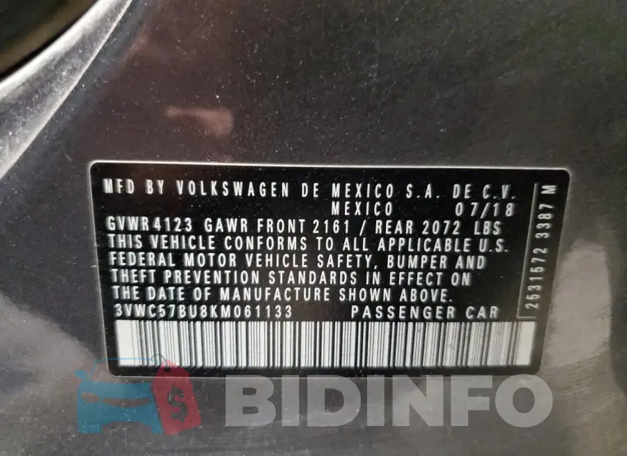 3VWC57BU8KM061133 Photo# 12