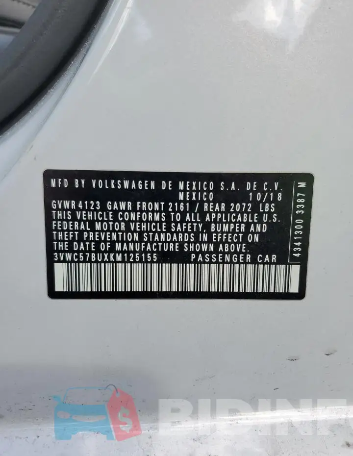 3VWC57BUXKM125155 Photo# 12