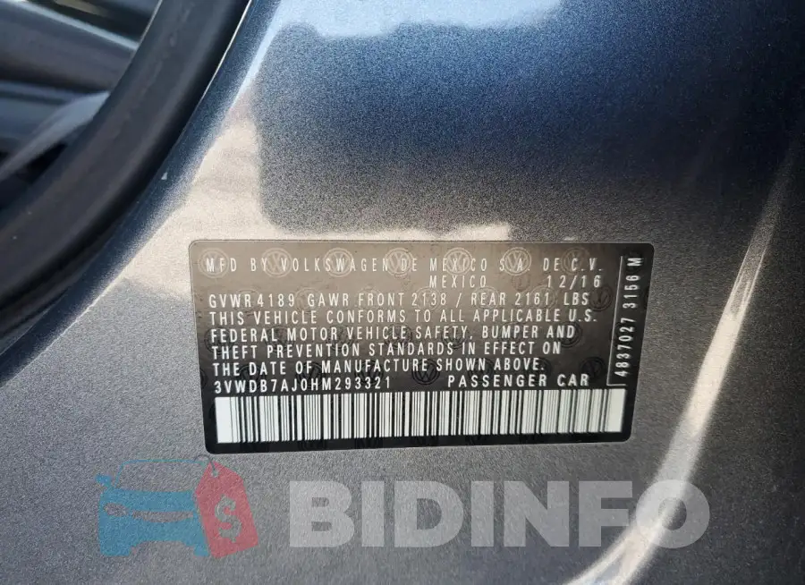 3VWDB7AJ0HM293321 Photo# 12
