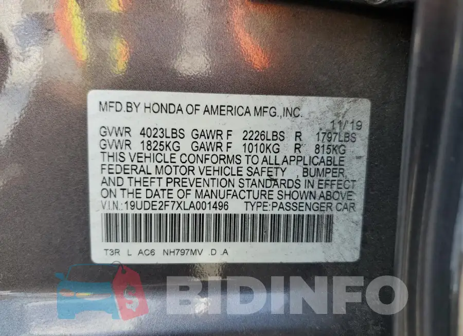 19UDE2F7XLA001496 Photo# 12