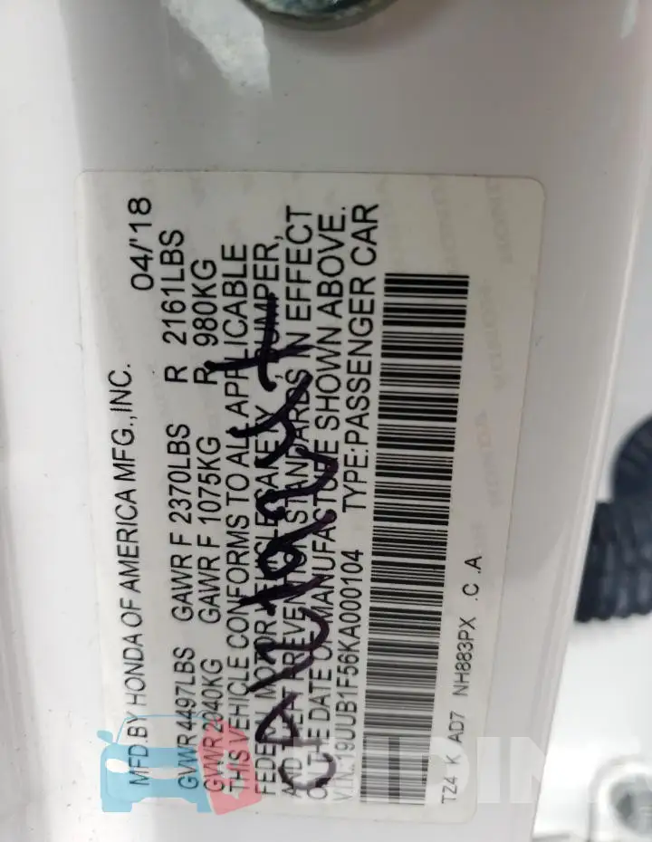 19UUB1F56KA000104 Photo# 12