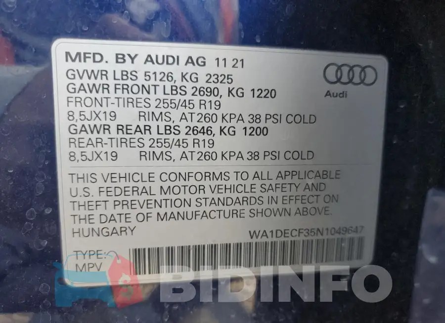 WA1DECF35N1049647 Photo# 13